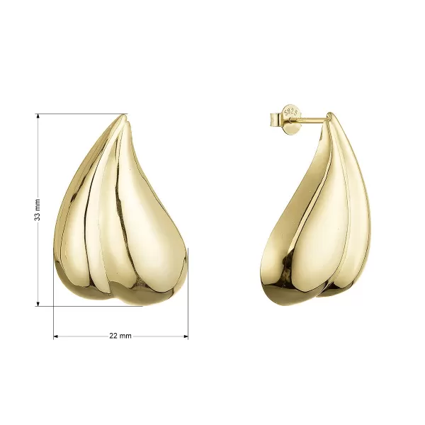 Pozlacené stříbrné náušnice velké slzy 61123
