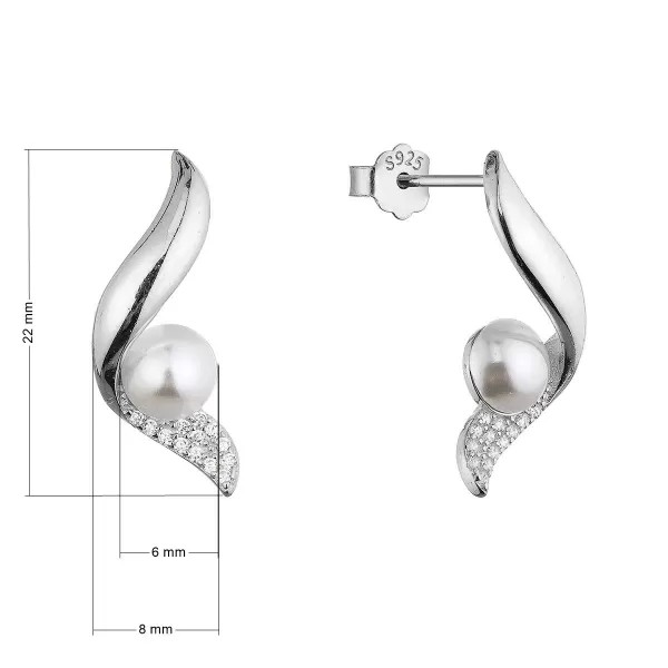 Stříbrné náušnice vlnky s perličkou 11806.1