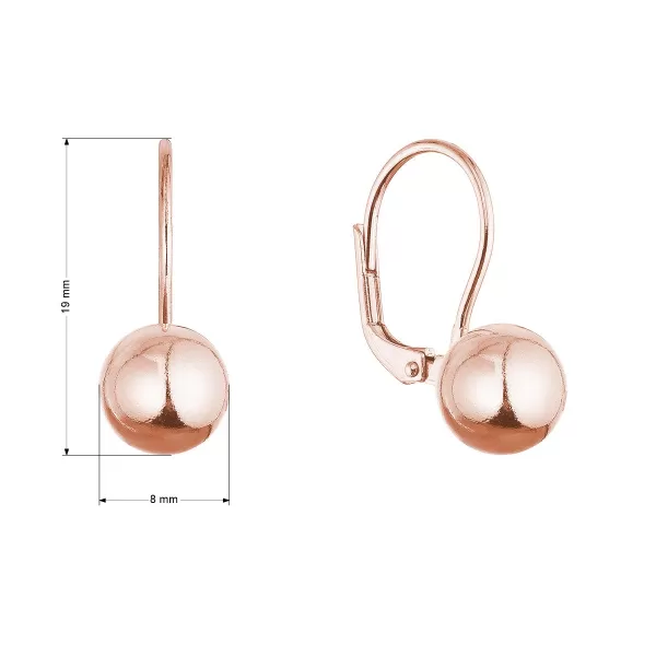 Pozlacené stříbrné náušnice lesklá kulička 61136 rose gold