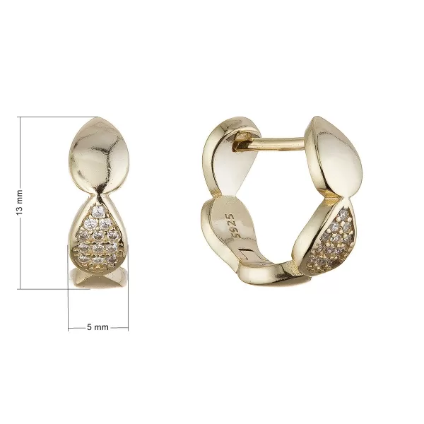 Pozlacené stříbrné náušnice tvarované kruhy 11614.1