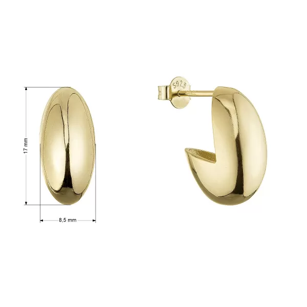 Pozlacené stříbrné náušnice oválné 61120