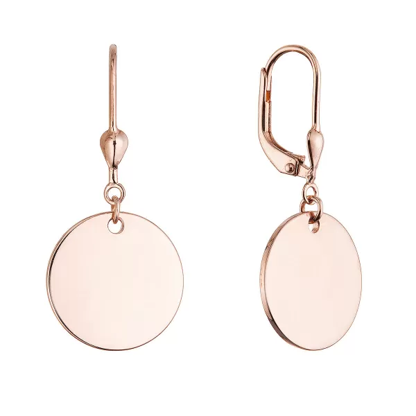 Pozlacené stříbrné náušnice placičky velké 61135 rose gold