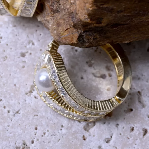 Pozlacené kroužky s perličkou 11807.1