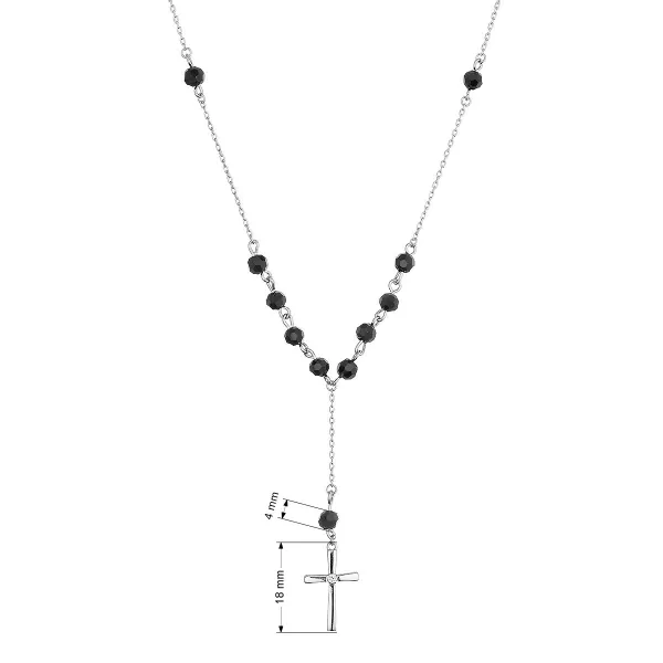 Stříbrný růženec s černými zirkony 12174.3