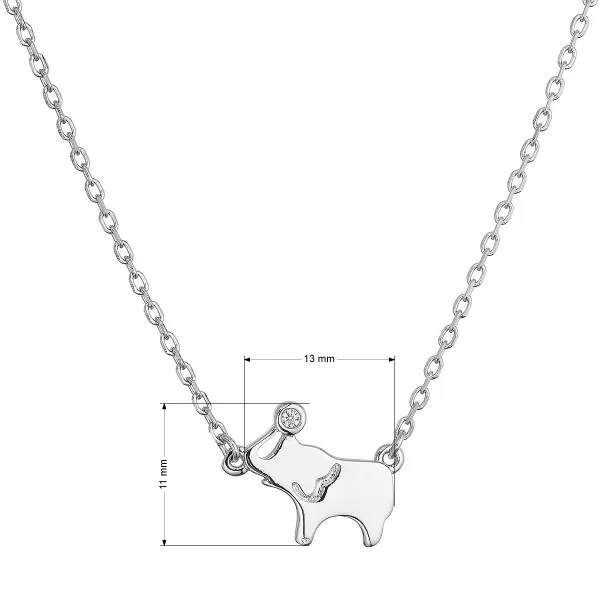 Stříbrný náhrdelník slon se zirkonem 12131.1