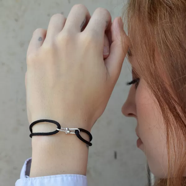 Kabbalah náramek se stříbrnou ozdobou 13094.3 black