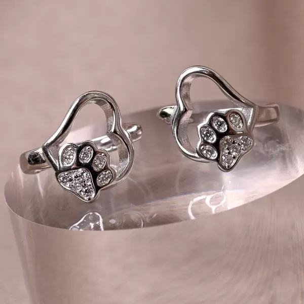 Stříbrné náušnice kruhy s tlapkami 11758.1