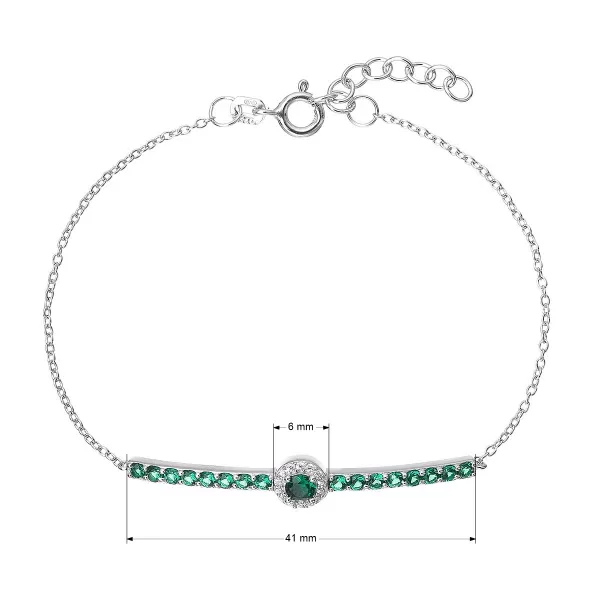 Stříbrný náramek se zelenými zirkony 13116.3 emerald
