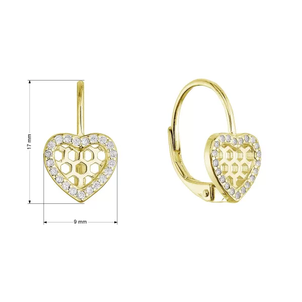 Pozlacené stříbrné náušnice srdíčka 11715.1