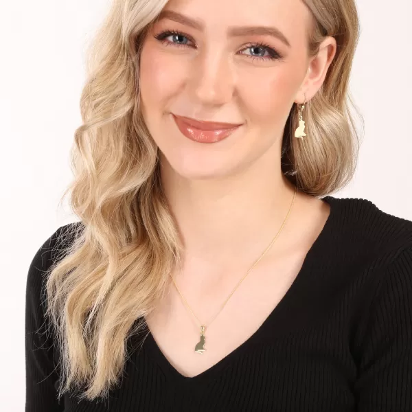 Pozlacené stříbrné náušnice kočky 61129