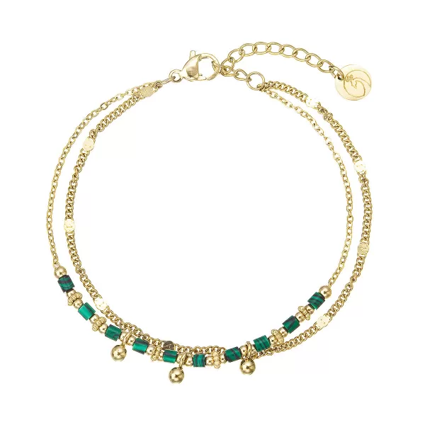 Náramek ocelový s africkým malachitem 43077.3