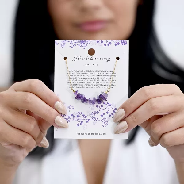 Náhrdelník s kamenem ametyst 42037.3 ocel