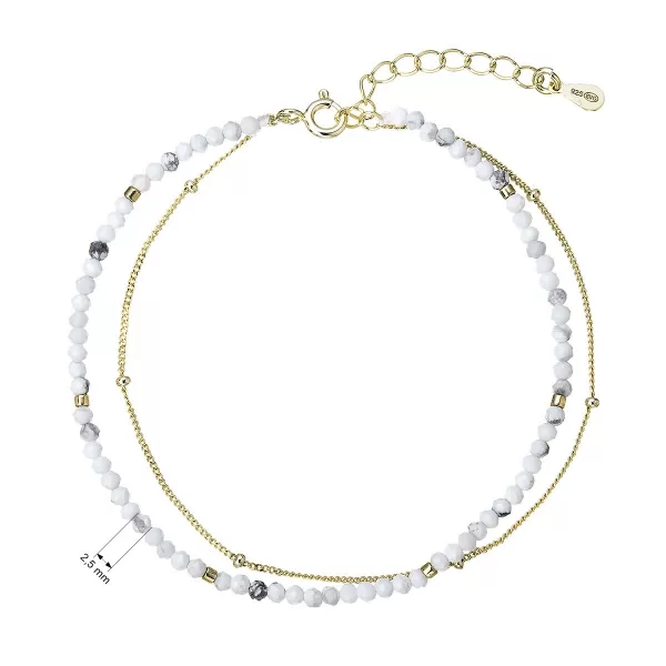 Pozlacený dvojitý náramek s bílými howlity 13114.1