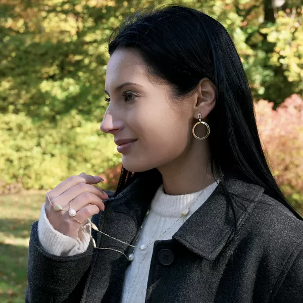 Pozlacený náhrdelník s říčními perlami 22060.1