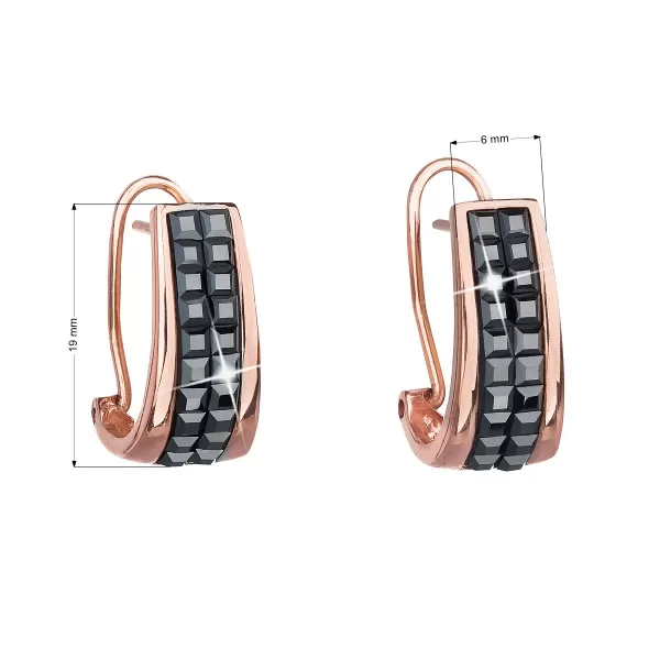 Stříbrné náušnice klipsy s krystaly Swarovski černý půlkruh 31172.5