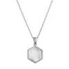 Stříbrný náhrdelník hexagon s bílou perletí 12149.1