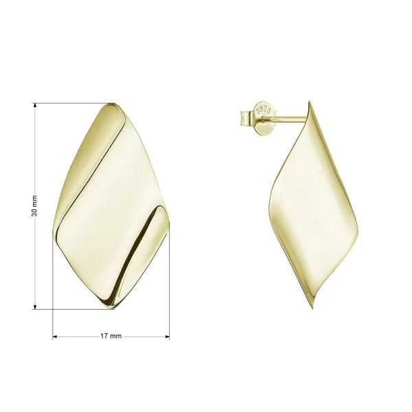 Pozlacené stříbrné náušnice lesklé kosočtverce 61082