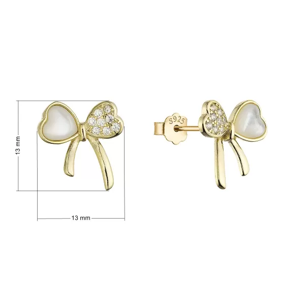 Pozlacené náušnice perleťové mašličky 11803.1