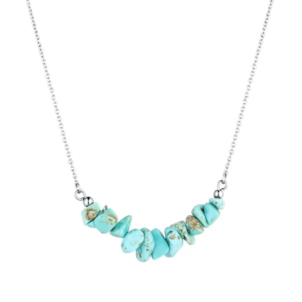 Náhrdelník s kamenem tyrkys 42037.3 ocel