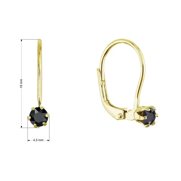 Pozlacené visací náušnice s Preciosa krystalem 31322.3 jet