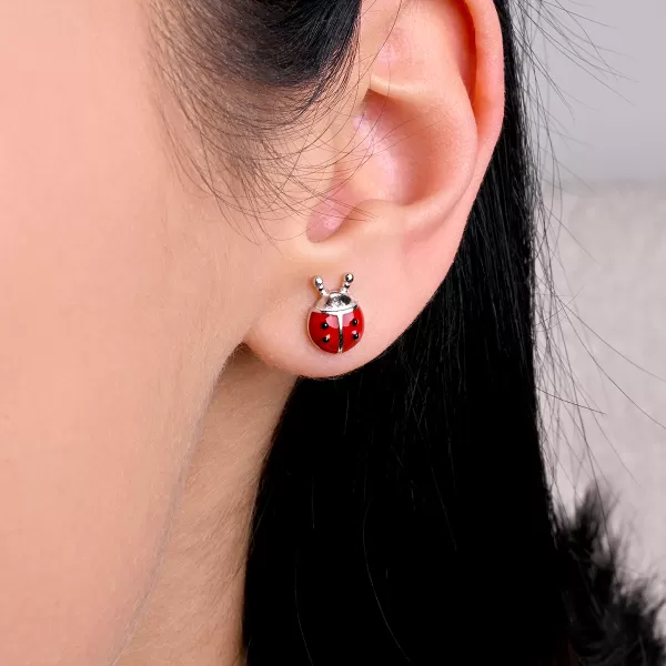 Stříbrné náušnice berušky 61141