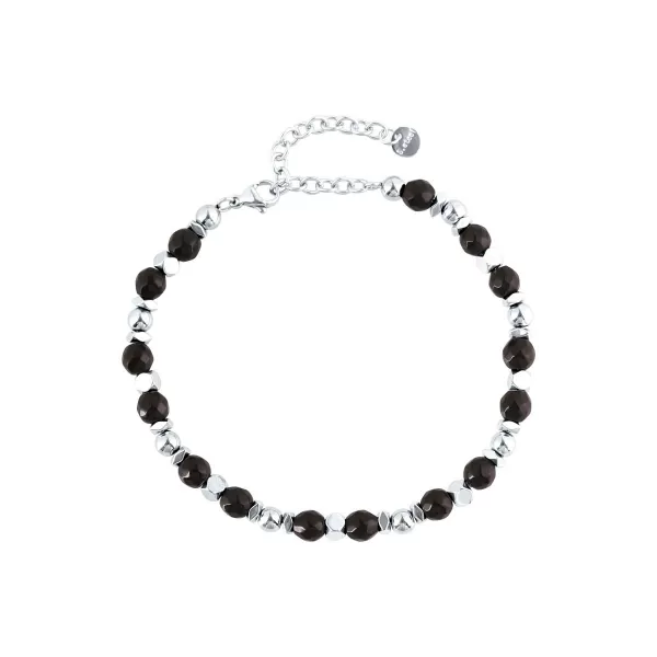 Ocelový náramek s achátem 43082.3 černý