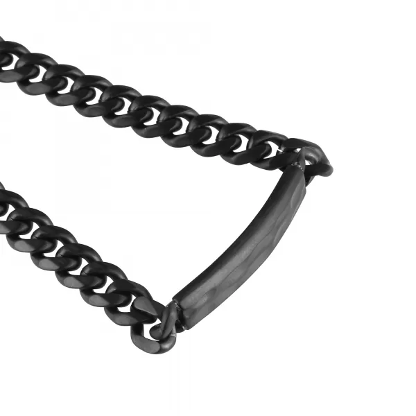 Náramek pánský z černé oceli s ozdobnou destičkou 43050.3 černý