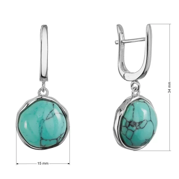 Stříbrné visací náušnice s pravým tyrkysem 11735.3