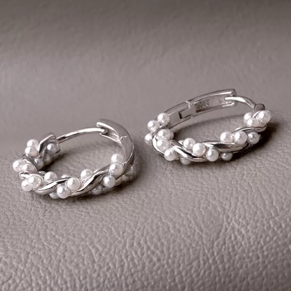 Stříbrné kruhy s perličkami 11810.1