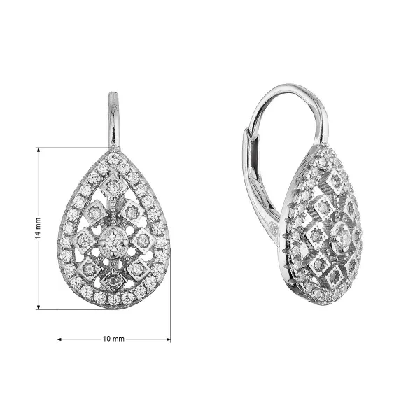 Stříbrné visací náušnice zdobené kapky 11644.1