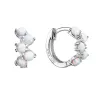 Stříbrné náušnice kruhy se syntetickými opály bílé 11339.1