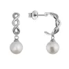 Stříbrné náušnice kruhy se zavěšenou říční perlou 21125.1