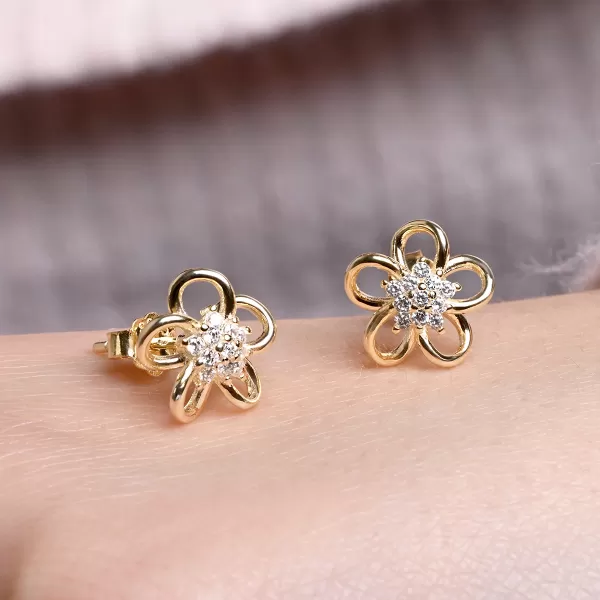 Pozlacené náušnice kytičky 11754.1