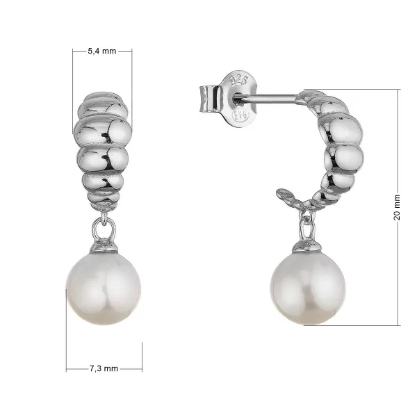 Stříbrné náušnice kruhy se zavěšenou říční perlou 21126.1