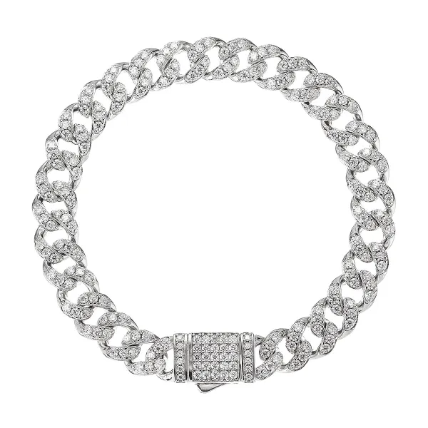 Stříbrný kubánský náramek TESS 13M00005 moissanite