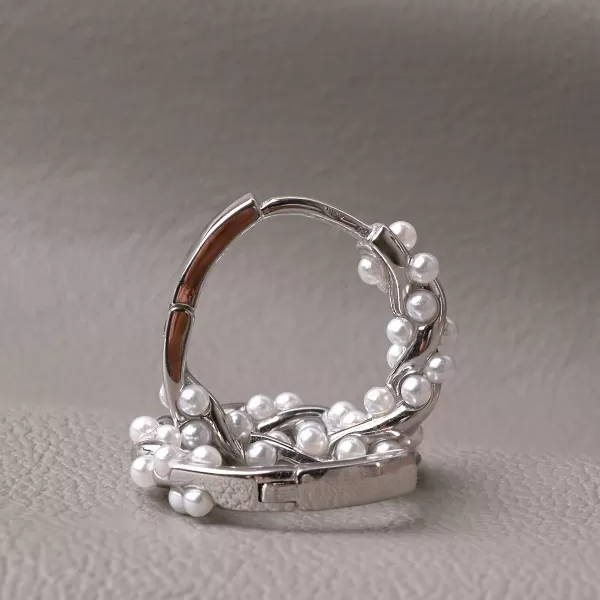 Stříbrné kruhy s perličkami 11810.1