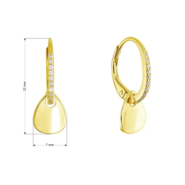 Pozlacené stříbrné náušnice se zavěšenou placičkou 11722.1