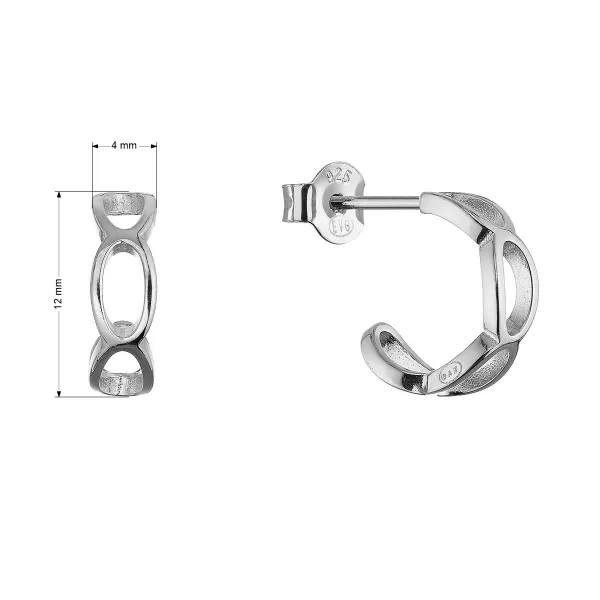 Stříbrné náušnice elegantní půlkruhy 61166