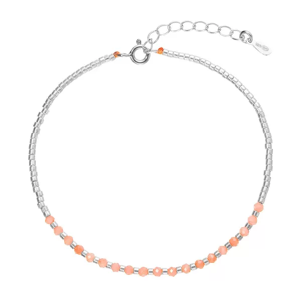 Stříbrný náramek s oranžovými korály 13112.3