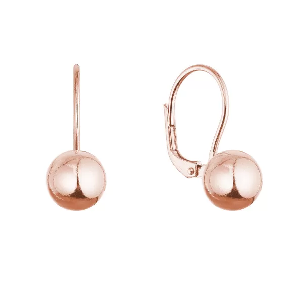 Pozlacené stříbrné náušnice lesklá kulička 61136 rose gold