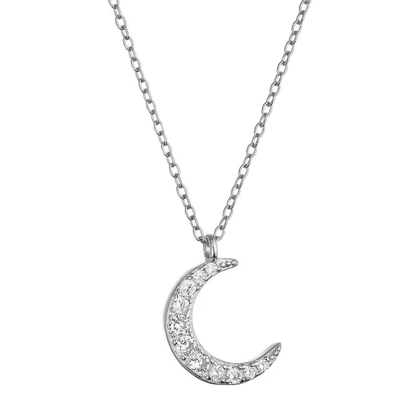 Stříbrný náhrdelník půlměsíc se zirkony 12176.1