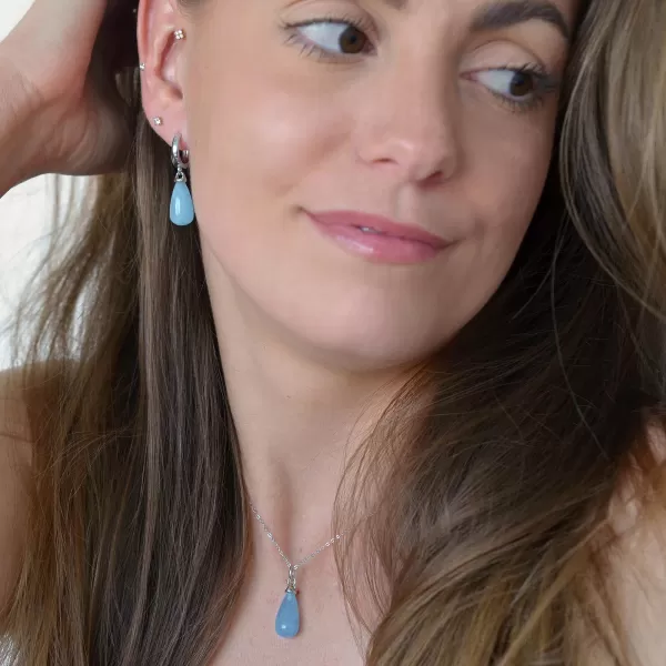 Stříbrný náhrdelník s akvamarínem 12168.3