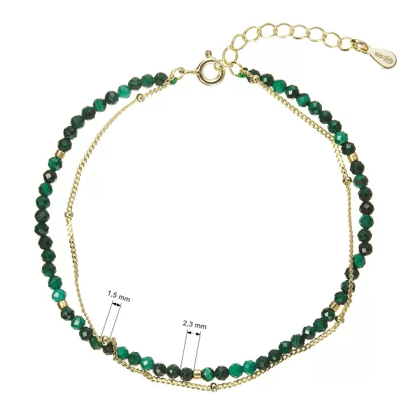 Pozlacený dvojitý náramek s malachity 13114.3