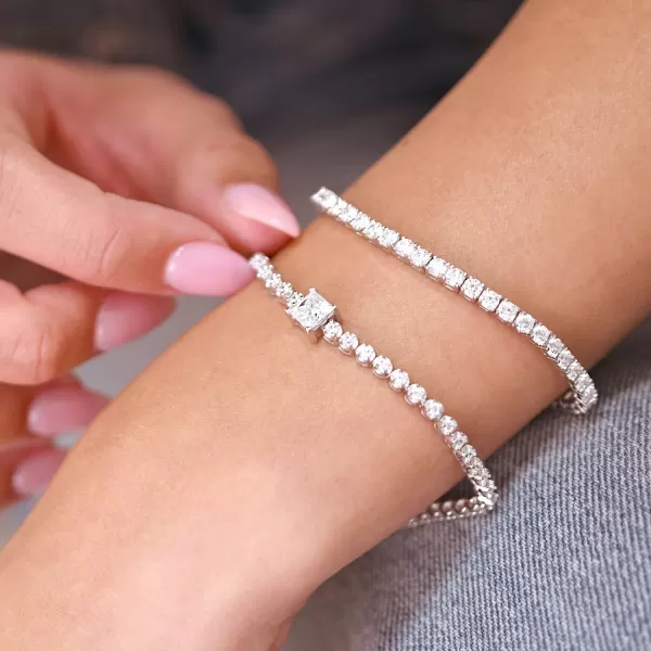 Stříbrný tenisový náramek CHLOE 13M00003 moissanite