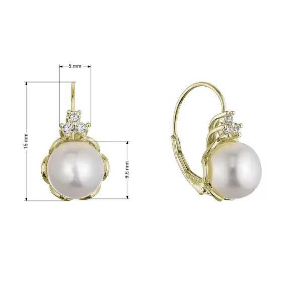 Pozlacené stříbrné náušnice s říční perlou usazenou v kvítku 21108.1