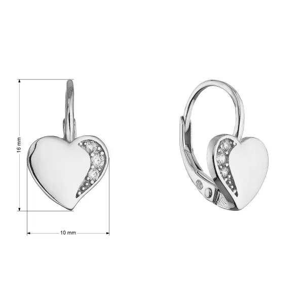 Stříbrné visací náušnice srdíčka 11785.1