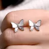 Stříbrné náušnice motýlci s perletí 11804.1