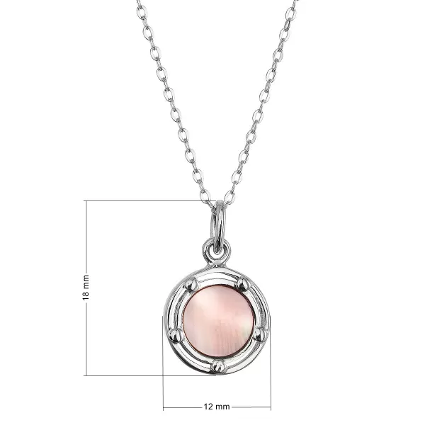 Stříbrný náhrdelník s růžovou perletí 12159.3
