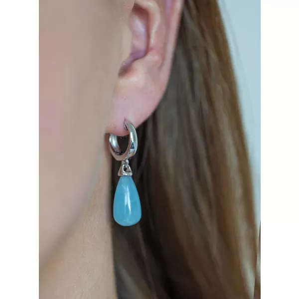 Stříbrné visací náušnice kapky s akvamarínem 11733.3