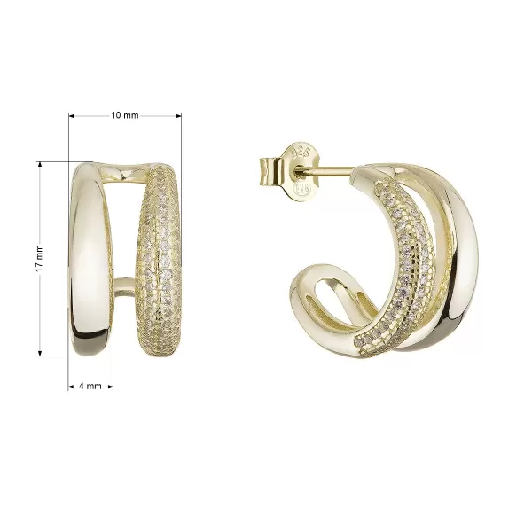 Pozlacené dvojité kruhy se zirkony 11770.1